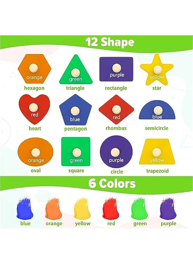 Montessori Toys for Toddlers 1, 2, 3 Year Old, Wooden Shape Learning Puzzles for Baby 12-18-24 Months, Early Educational Toys,   Birthday Gifts for Boys  Girls Age 1-3 - Image 5